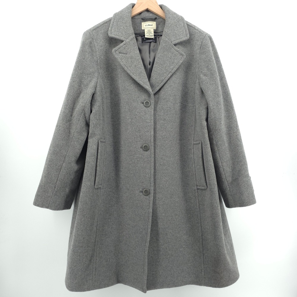 L.L. Bean Bellandi Italian Wool Women Car Coat 1X Gray Thinsulate 249400